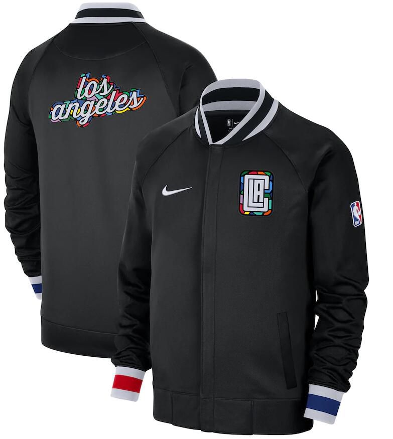 Men Los Angeles Clippers Black Nike City Edition Full Zip Jacket 2023 NBA Jersey->los angeles clippers->NBA Jersey